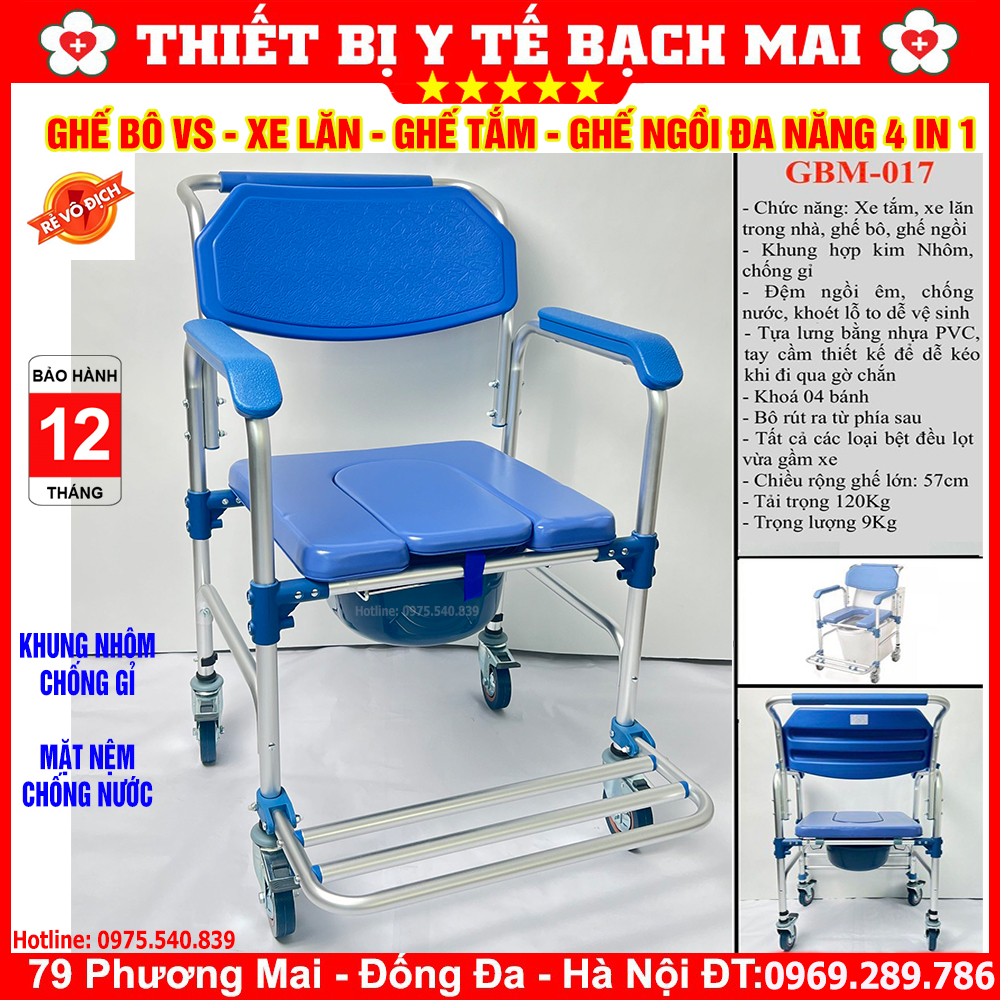 Ghế Bô Tắm Đa Năng GBM-017 Ghế Vệ Sinh, Xe Lăn, Ghế Tắm, Ghế Ngồi 4in1 Ghế Bô Tắm Đa Năng GBM-017 Ghế Vệ Sinh, Xe Lăn, Ghế Tắm, Ghế Ngồi 4in1