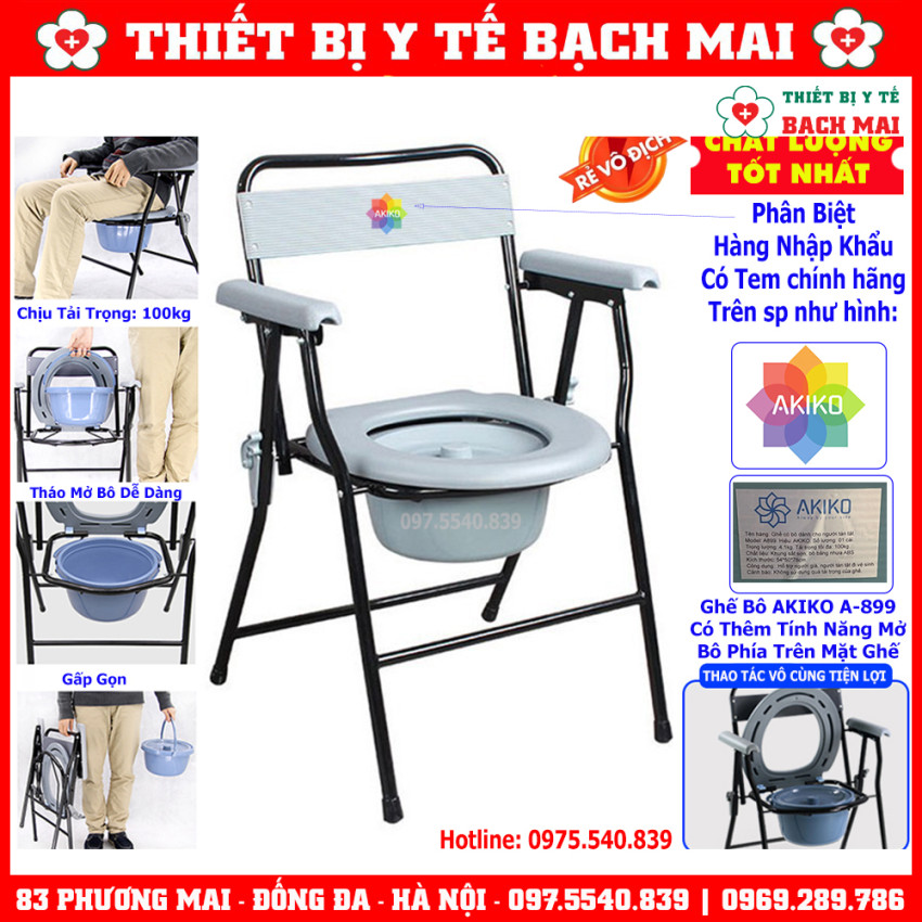 Ghế Bô Vệ Sinh AKIKO A-899 Cho Người Già, Yếu, Người Khuyết Tật, Bệnh Nhân