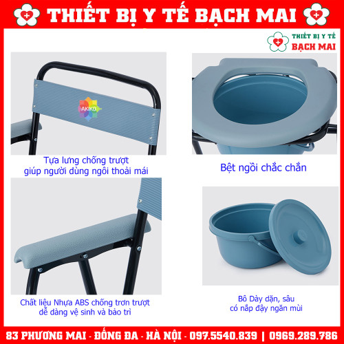 Ghế Bô Vệ Sinh AKIKO A-899 Cho Người Già, Yếu, Người Khuyết Tật, Bệnh Nhân