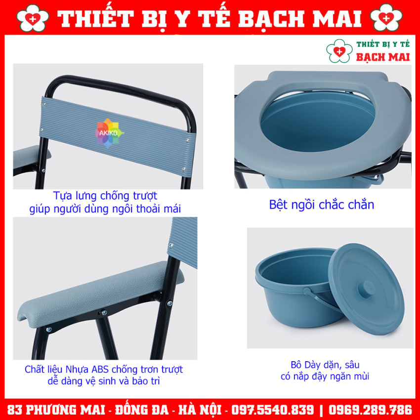Ghế Bô Vệ Sinh AKIKO A-899 Cho Người Già, Yếu, Người Khuyết Tật, Bệnh Nhân