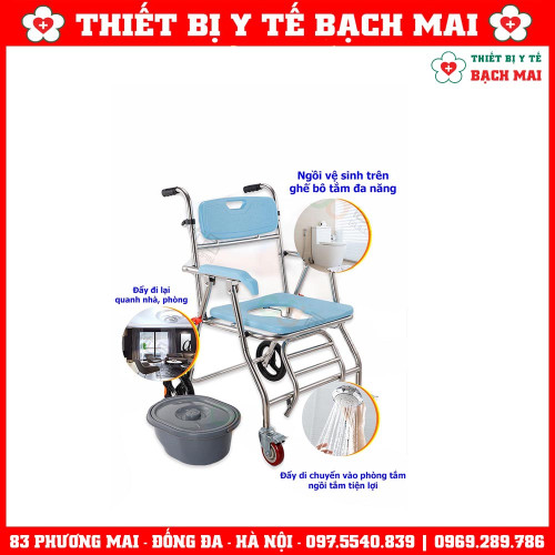 Ghế Bô Vệ Sinh Đa Năng LUCASS X35, Ngồi Tắm, Di Chuyển, Gấp Gọn, Khung Nhôm