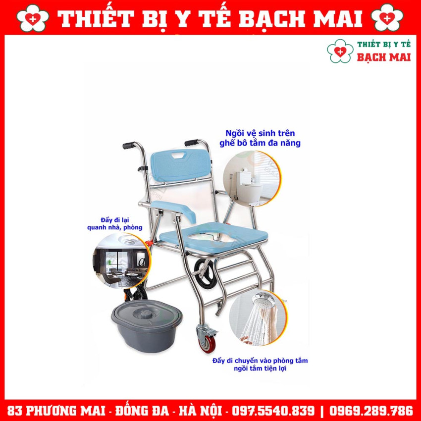 Ghế Bô Vệ Sinh Đa Năng LUCASS X35, Ngồi Tắm, Di Chuyển, Gấp Gọn, Khung Nhôm