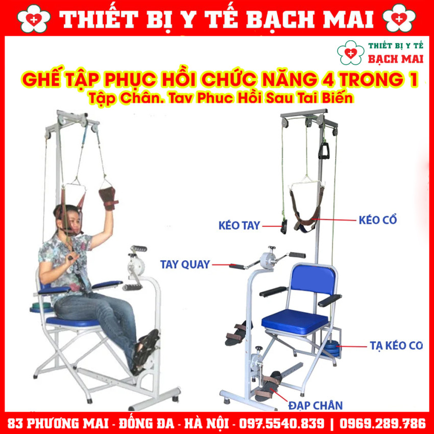 Ghế Tập Phục Hồi Chức Năng Cho Người Sau Tai Biến 4 Trong 1