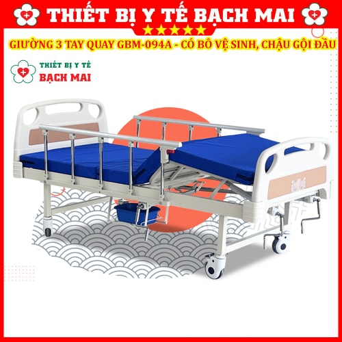 Giường 3 Tay Quay GBM-094A Có Bô Vệ Sinh, Chậu Gội Đầu - Giường Y Tế, Giường Bệnh Nhân Nâng Hạ Đầu-Chân Giường 3 Tay Quay GBM-094A Có Bô Vệ Sinh, Chậu Gội Đầu - Giường Y Tế, Giường Bệnh Nhân Nâng Hạ Đầu-Chân