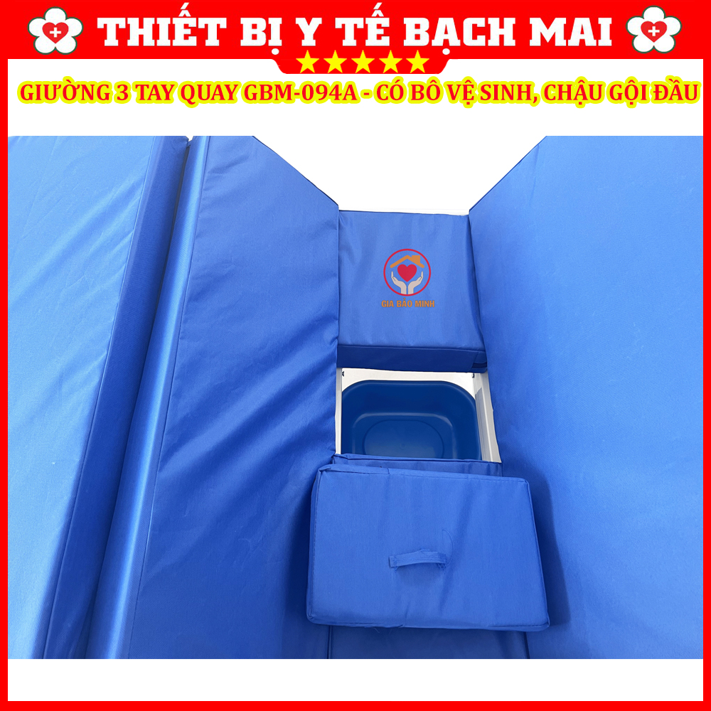 Giường 3 Tay Quay GBM-094A Có Bô Vệ Sinh, Chậu Gội Đầu - Giường Y Tế, Giường Bệnh Nhân Nâng Hạ Đầu-Chân Giường 3 Tay Quay GBM-094A Có Bô Vệ Sinh, Chậu Gội Đầu - Giường Y Tế, Giường Bệnh Nhân Nâng Hạ Đầu-Chân