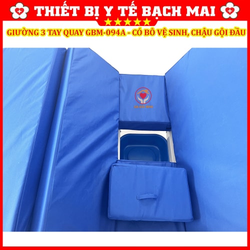 Giường 3 Tay Quay GBM-094A Có Bô Vệ Sinh, Chậu Gội Đầu - Giường Y Tế, Giường Bệnh Nhân Nâng Hạ Đầu-Chân Giường 3 Tay Quay GBM-094A Có Bô Vệ Sinh, Chậu Gội Đầu - Giường Y Tế, Giường Bệnh Nhân Nâng Hạ Đầu-Chân