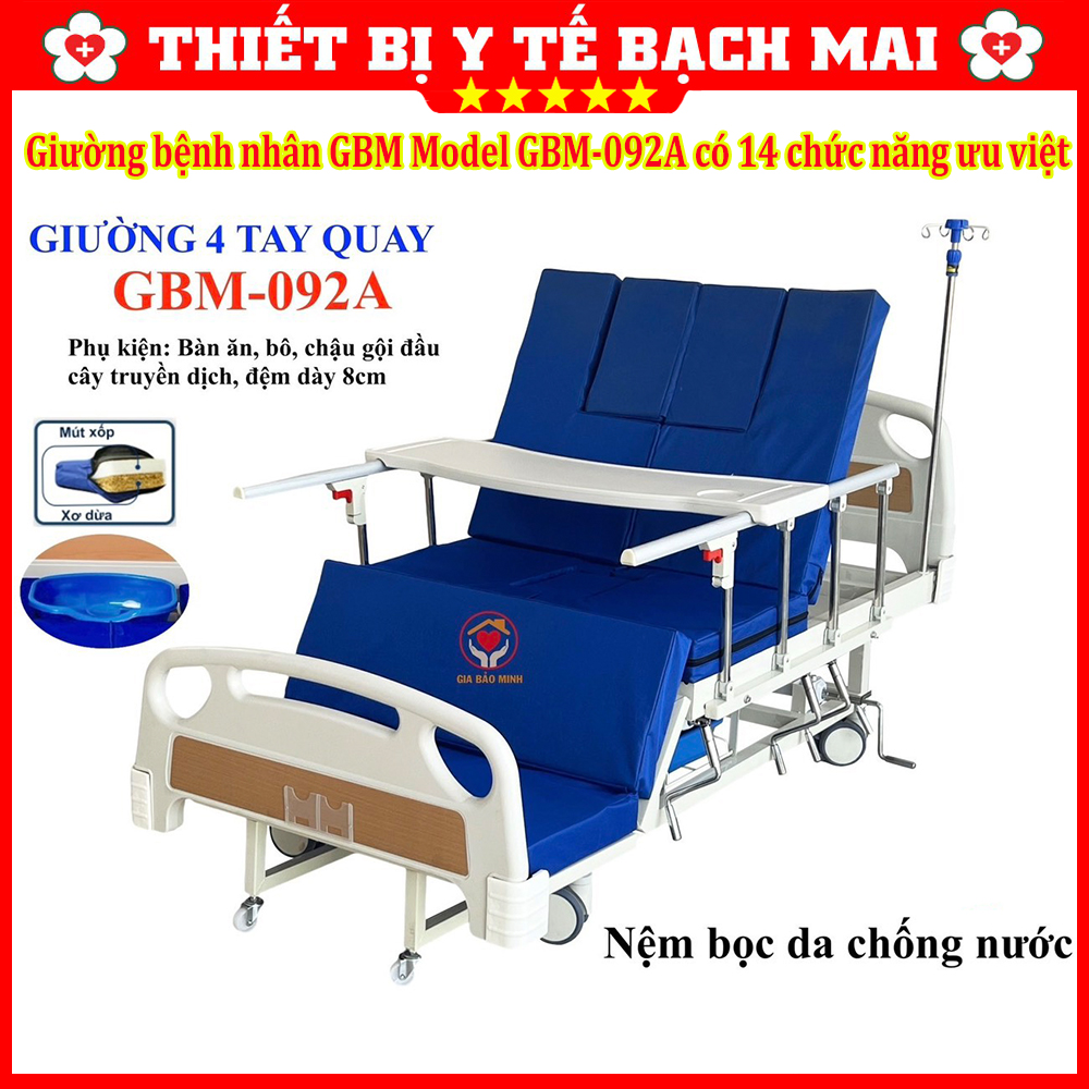 Giường Bệnh Nhân 4 Tay Quay GBM-092A Giường Bệnh Nhân 4 Tay Quay GBM-092A