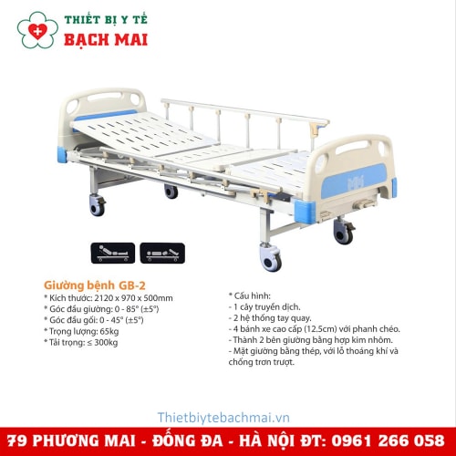 Giường Bệnh Nhân 1 Tay Quay Lucass GB1 Cao Cấp