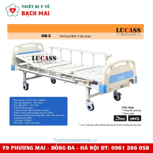 Giường Bệnh Nhân 2 Tay Quay Đa Năng Lucass GB-2 Giường Bệnh Nhân 2 Tay Quay Đa Năng Lucass GB-2