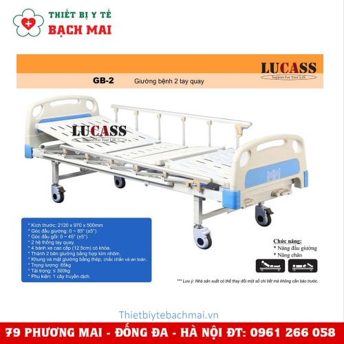 Giường Bệnh Nhân 2 Tay Quay Đa Năng Lucass GB-2