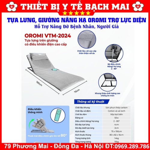 Giường Nâng Hạ OROMI VTM-2024 Trợ Lực Tăng Điện Hỗ Trợ Nâng Đỡ Bệnh Nhân, Người Già Giường Nâng Hạ OROMI VTM-2024 Trợ Lực Tăng Điện Hỗ Trợ Nâng Đỡ Bệnh Nhân, Người Già