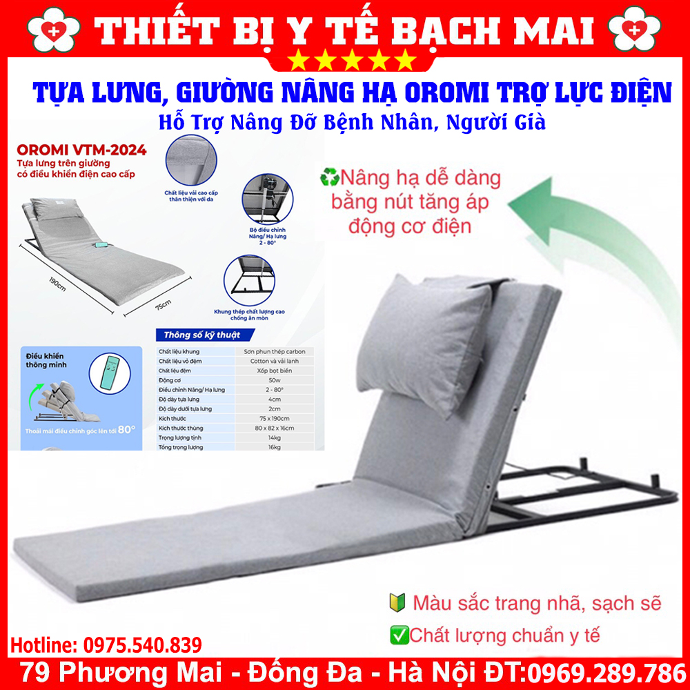 Giường Nâng Hạ OROMI VTM-2024 Trợ Lực Tăng Điện Hỗ Trợ Nâng Đỡ Bệnh Nhân, Người Già Giường Nâng Hạ OROMI VTM-2024 Trợ Lực Tăng Điện Hỗ Trợ Nâng Đỡ Bệnh Nhân, Người Già