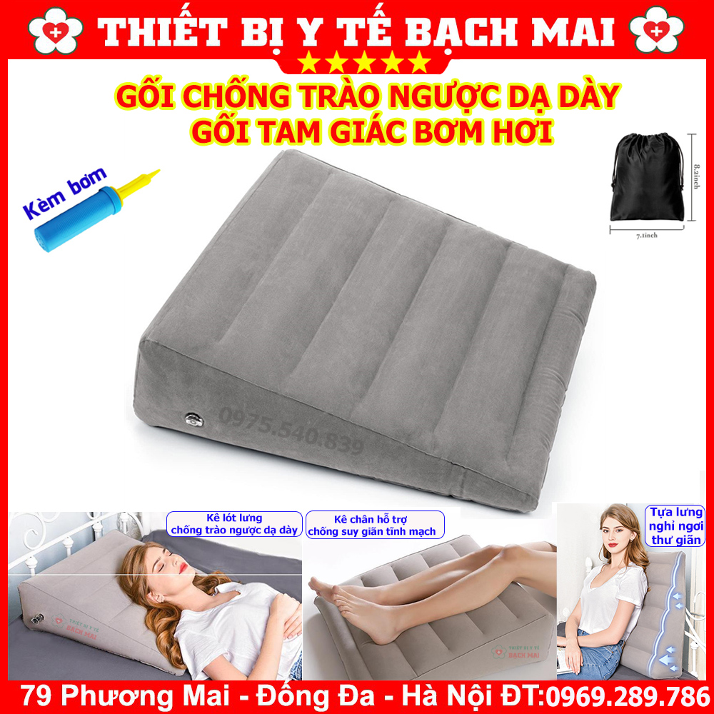 Gối Chống Trào Ngược Dạ Dày - Gối Tam Giác Bơm Hơi Gối Chống Trào Ngược Dạ Dày - Gối Tam Giác Bơm Hơi
