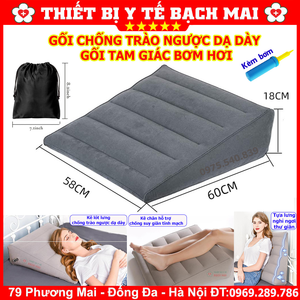 Gối Chống Trào Ngược Dạ Dày - Gối Tam Giác Bơm Hơi Gối Chống Trào Ngược Dạ Dày - Gối Tam Giác Bơm Hơi
