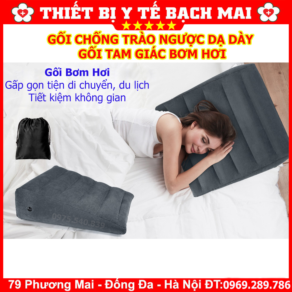Gối Chống Trào Ngược Dạ Dày - Gối Tam Giác Bơm Hơi Gối Chống Trào Ngược Dạ Dày - Gối Tam Giác Bơm Hơi