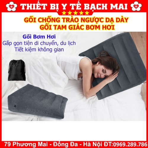 Gối Chống Trào Ngược Dạ Dày - Gối Tam Giác Bơm Hơi Gối Chống Trào Ngược Dạ Dày - Gối Tam Giác Bơm Hơi