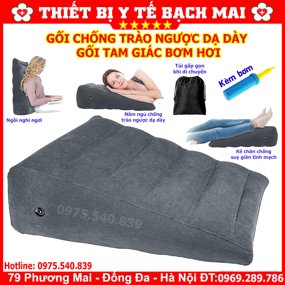 Gối Chống Trào Ngược Dạ Dày - Gối Tam Giác Bơm Hơi Gối Chống Trào Ngược Dạ Dày - Gối Tam Giác Bơm Hơi