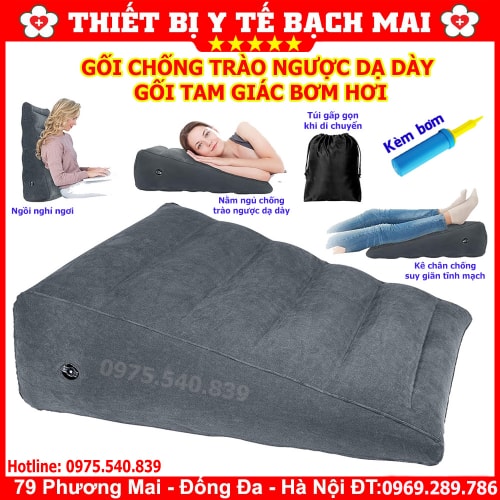 Gối Chống Trào Ngược Dạ Dày - Gối Tam Giác Bơm Hơi Gối Chống Trào Ngược Dạ Dày - Gối Tam Giác Bơm Hơi