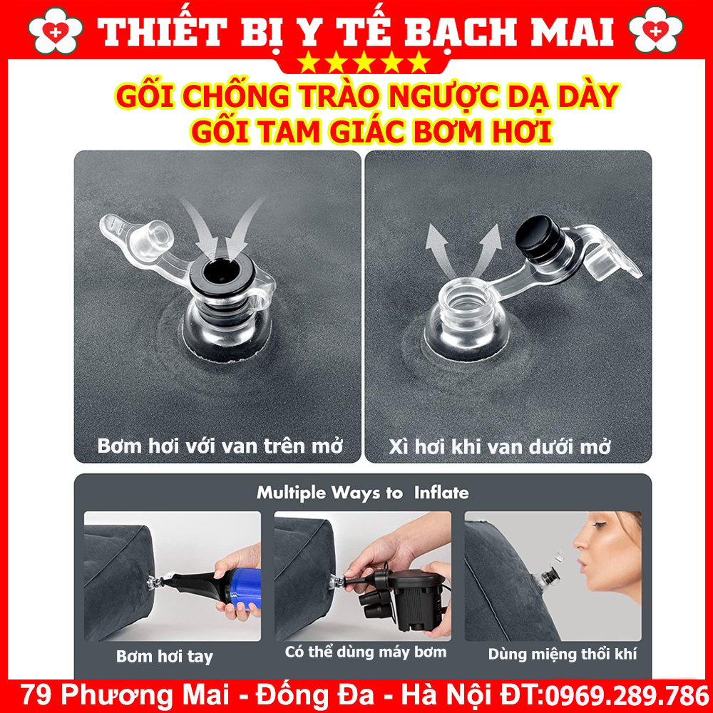 Gối Chống Trào Ngược Dạ Dày - Gối Tam Giác Bơm Hơi Gối Chống Trào Ngược Dạ Dày - Gối Tam Giác Bơm Hơi