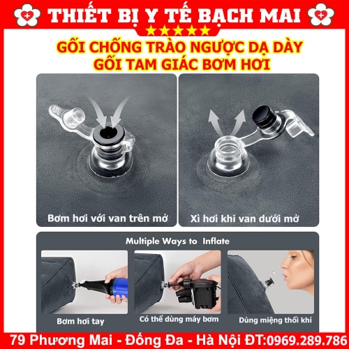 Gối Chống Trào Ngược Dạ Dày - Gối Tam Giác Bơm Hơi Gối Chống Trào Ngược Dạ Dày - Gối Tam Giác Bơm Hơi