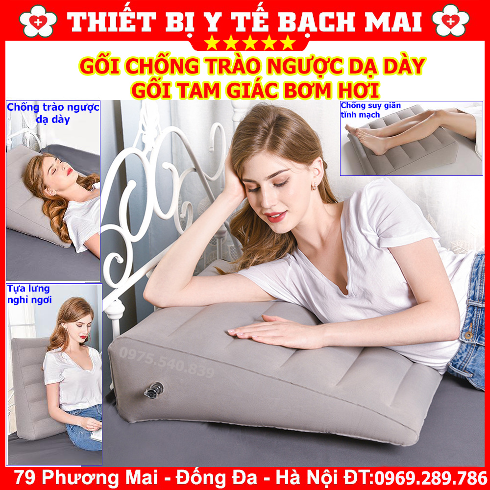 Gối Chống Trào Ngược Dạ Dày - Gối Tam Giác Bơm Hơi Gối Chống Trào Ngược Dạ Dày - Gối Tam Giác Bơm Hơi