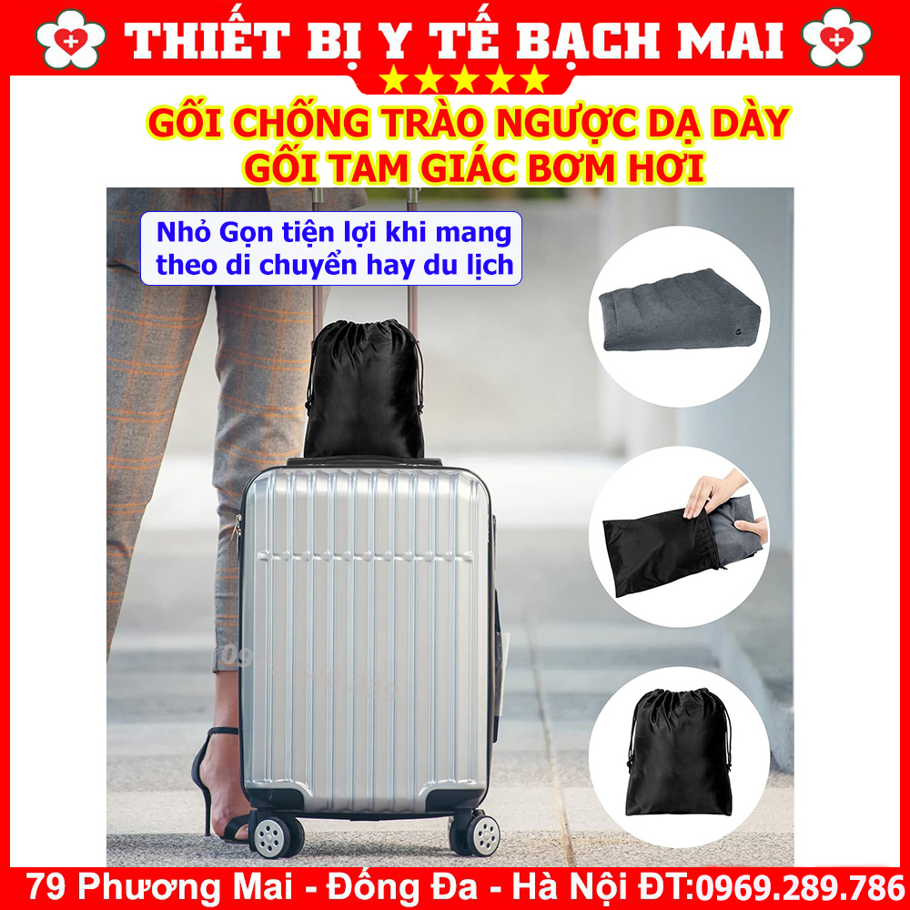 Gối Chống Trào Ngược Dạ Dày - Gối Tam Giác Bơm Hơi Gối Chống Trào Ngược Dạ Dày - Gối Tam Giác Bơm Hơi