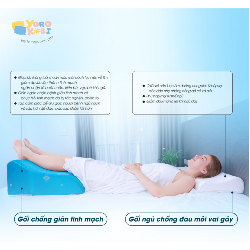 Gối Kê Chân Chống Suy Giãn Tĩnh Mạch YOROKOBI Gối Kê Chân Chống Suy Giãn Tĩnh Mạch YOROKOBI