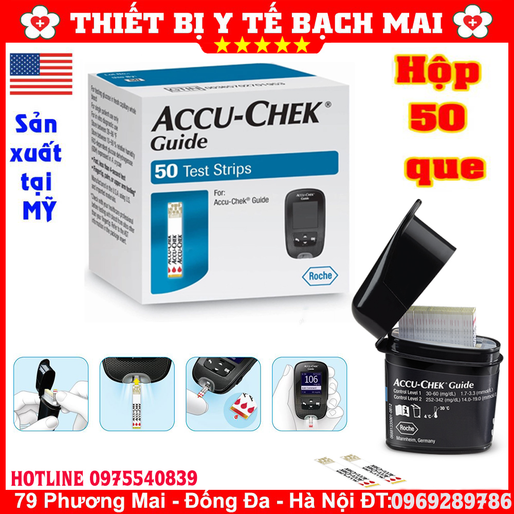 Que Thử Tiểu Đường Accu Chek Guide Hộp 50 Que Que Thử Tiểu Đường Accu Chek Guide Hộp 50 Que
