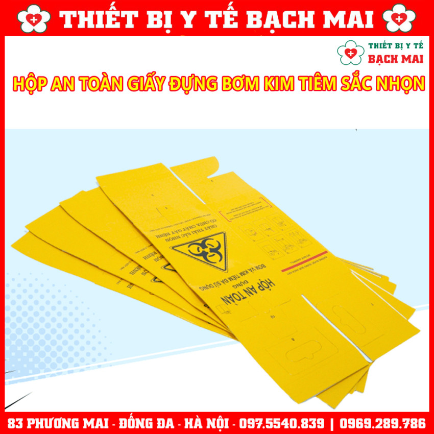 Hộp Giấy An Toàn Đựng Bơm Kim Tiêm Vật Sắc Nhọn Y Tế Đã Qua Sử Dụng