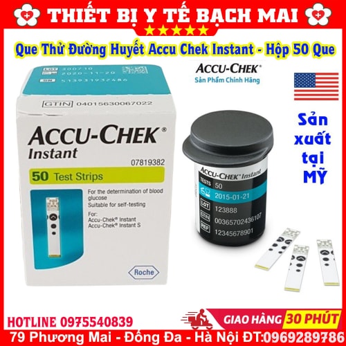 Que Thử Tiểu Đường Accu Chek Instant Hộp 50 Que