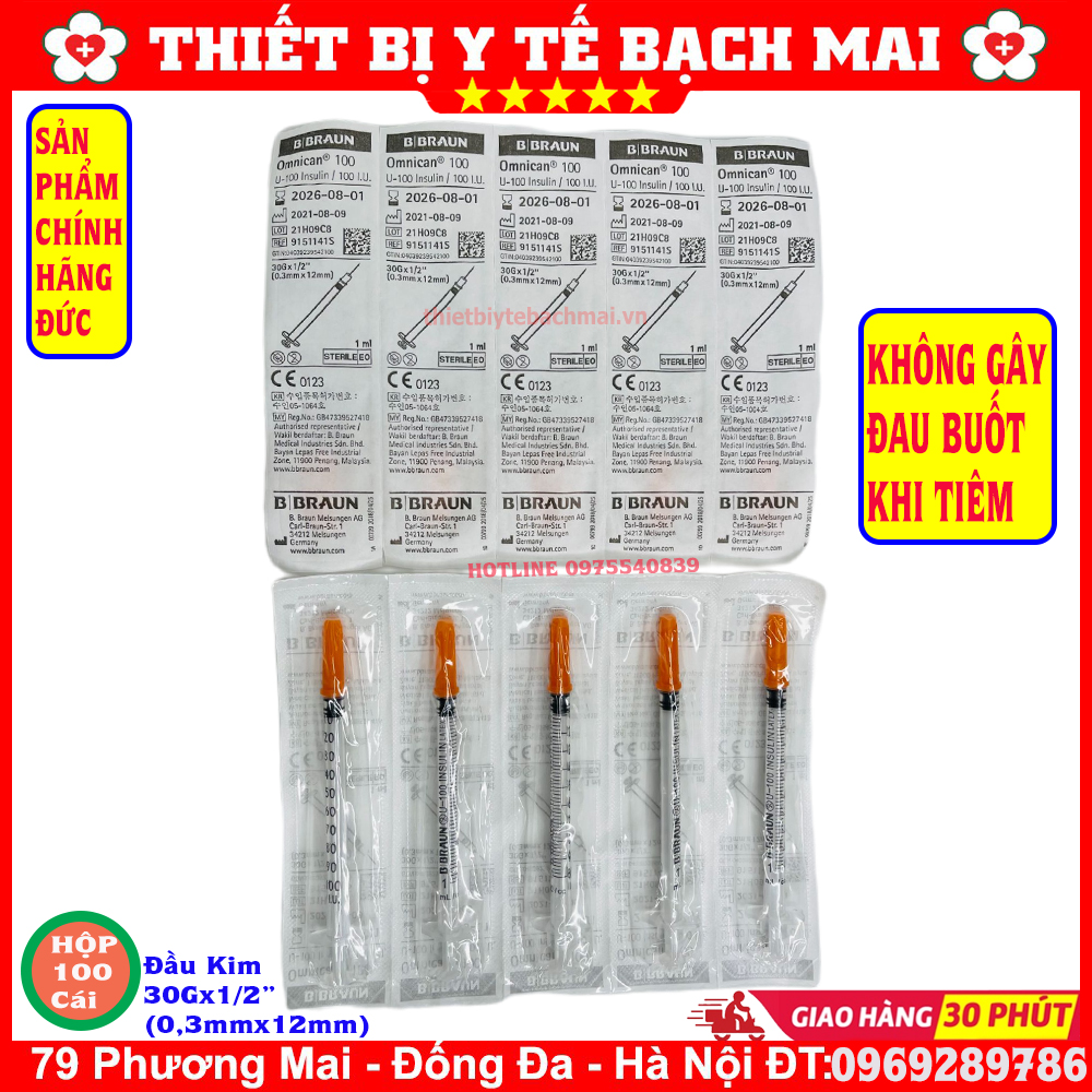 Bơm Tiêm Thẩm Mĩ, Tiểu Đường Insulin Omnican BBraun 1ml U100, Sản Xuất Đức