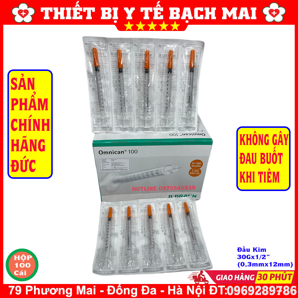 Bơm Tiêm Thẩm Mĩ, Tiểu Đường Insulin Omnican BBraun 1ml U100, Sản Xuất Đức