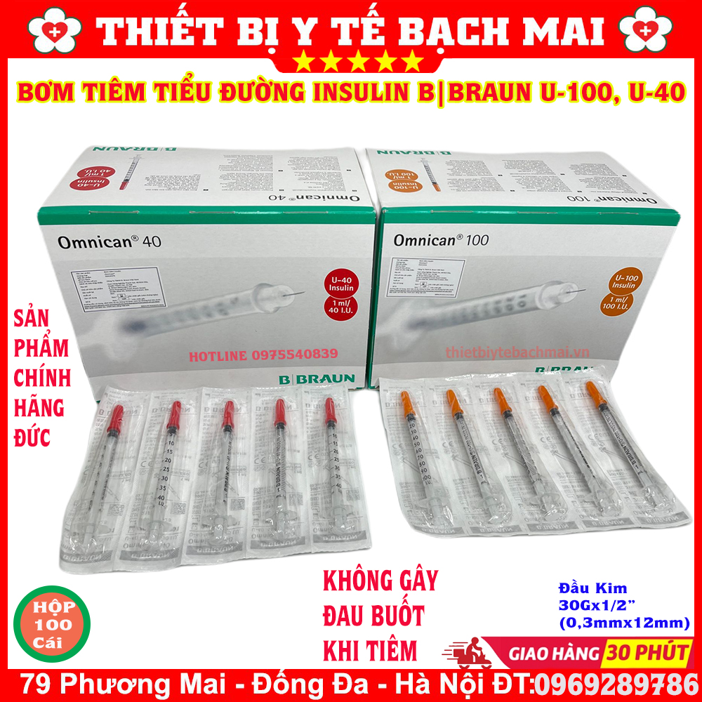 Bơm Tiêm Thẩm Mĩ, Tiểu Đường Insulin Omnican BBraun 1ml U100, Sản Xuất Đức