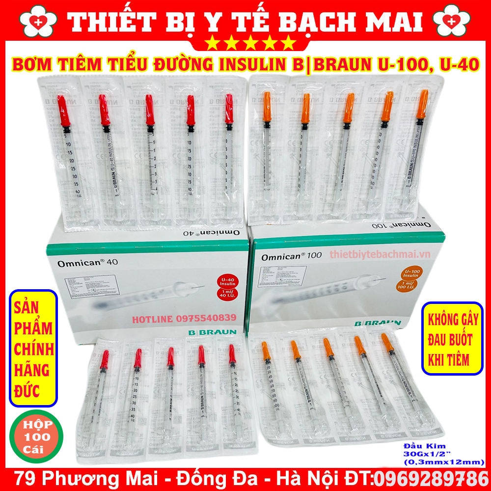 Bơm Tiêm Thẩm Mĩ, Tiểu Đường Insulin Omnican BBraun 1ml U40, Sản Xuất Đức