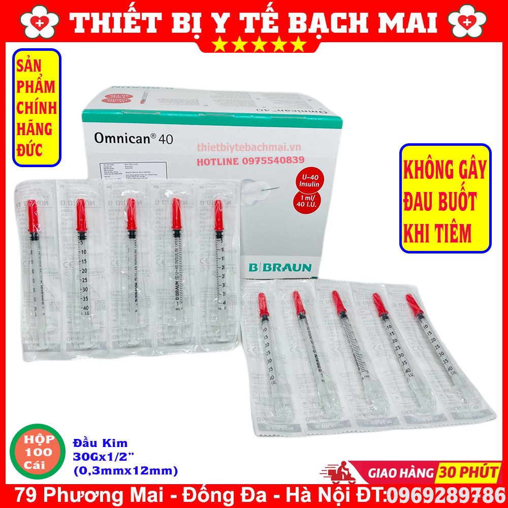 Bơm Tiêm Thẩm Mĩ, Tiểu Đường Insulin Omnican BBraun 1ml U100, Sản Xuất Đức