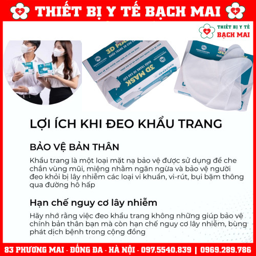 Khẩu Trang Y Tế 3D Mask Mạnh Khuyên, 3 Lớp Kháng Khuẩn - Hộp 100 Chiếc