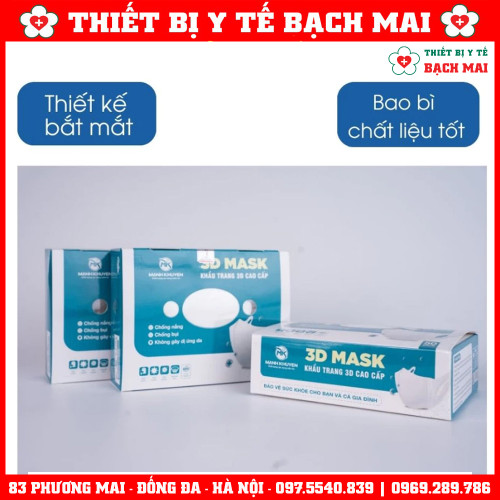 Khẩu Trang Y Tế 3D Mask Mạnh Khuyên, 3 Lớp Kháng Khuẩn - Hộp 100 Chiếc