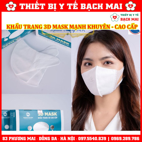 Khẩu Trang Y Tế 3D Mask Mạnh Khuyên, 3 Lớp Kháng Khuẩn - Hộp 100 Chiếc