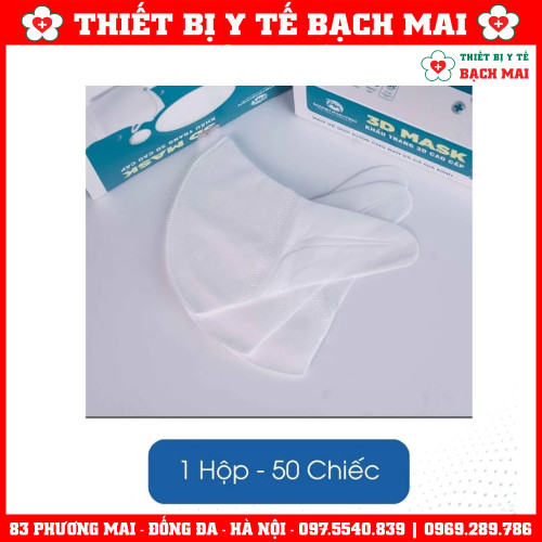 Khẩu Trang Y Tế 3D Mask Mạnh Khuyên, 3 Lớp Kháng Khuẩn - Hộp 100 Chiếc