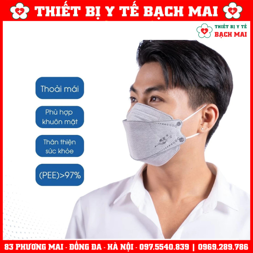 Khẩu Trang Y Tế 4D Mask KF94 Mạnh Khuyên, 4 Lớp Lọc Kháng Khuẩn - Hộp 300 Chiếc