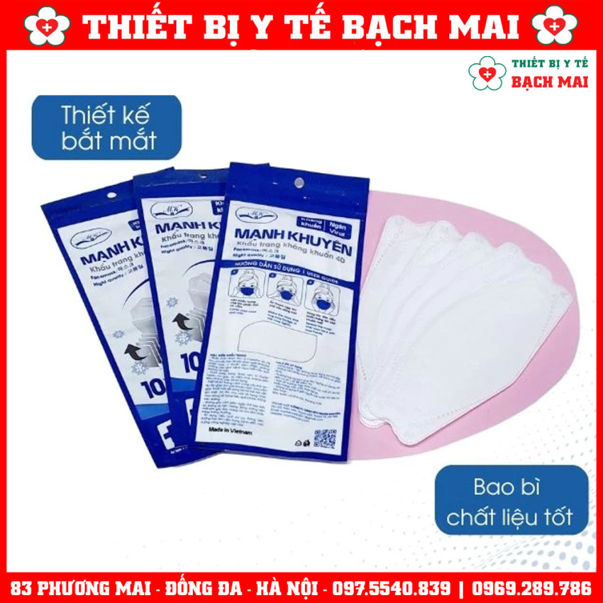Khẩu Trang Y Tế 4D Mask KF94 Mạnh Khuyên, 4 Lớp Lọc Kháng Khuẩn - Hộp 300 Chiếc