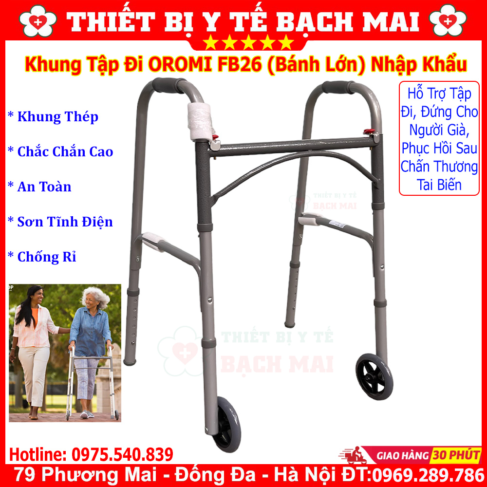 Khung Tập Đi Có Bánh Xe OROMI FB26 Cho Người Già, Phục Hồi Sau Chấn Thương, Tai Biến Khung Tập Đi Có Bánh Xe OROMI FB26 Cho Người Già, Phục Hồi Sau Chấn Thương, Tai Biến