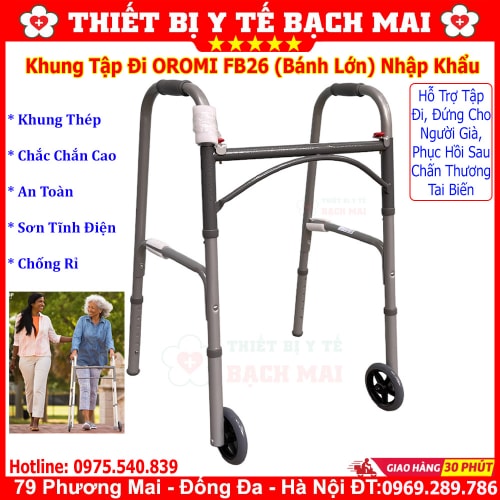 Khung Tập Đi Có Bánh Xe OROMI FB26 Cho Người Già, Phục Hồi Sau Chấn Thương, Tai Biến Khung Tập Đi Có Bánh Xe OROMI FB26 Cho Người Già, Phục Hồi Sau Chấn Thương, Tai Biến