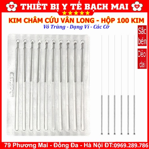 Kim Châm Cứu Vân Long Vô Trùng Dạng Vỉ Các Cỡ - HỘP 100 KIM Kim Châm Cứu Vân Long Vô Trùng Dạng Vỉ Các Cỡ - HỘP 100 KIM