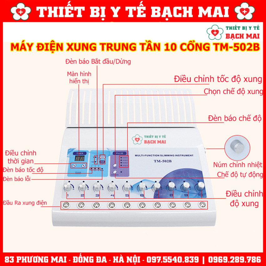 Máy Điện Xung 10 Cổng Ra TM-502B - Máy Trung Tần 10 Đầu Ra TM502B