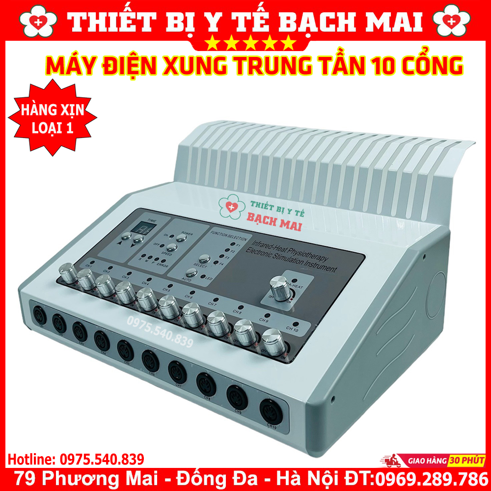Máy Điện Xung 10 Đầu Ra - Màu Trắng Bạc Máy Điện Xung 10 Đầu Ra - Màu Trắng Bạc
