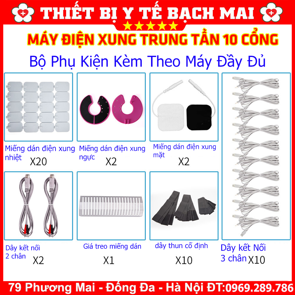 Máy Điện Xung 10 Đầu Ra - Màu Trắng Bạc Máy Điện Xung 10 Đầu Ra - Màu Trắng Bạc