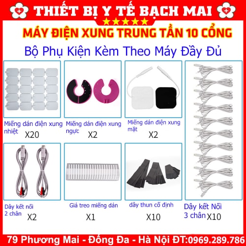Máy Điện Xung 10 Đầu Ra - Màu Trắng Bạc Máy Điện Xung 10 Đầu Ra - Màu Trắng Bạc