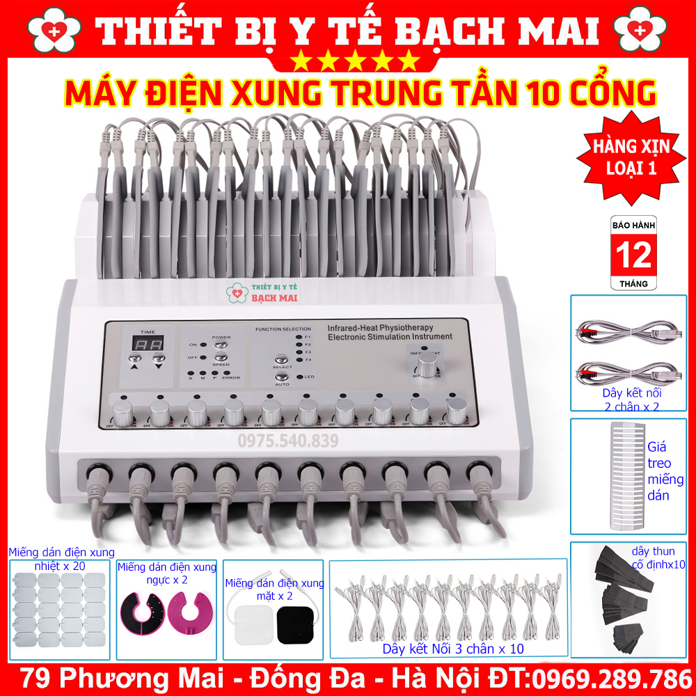 Máy Điện Xung 10 Đầu Ra - Màu Trắng Bạc Máy Điện Xung 10 Đầu Ra - Màu Trắng Bạc