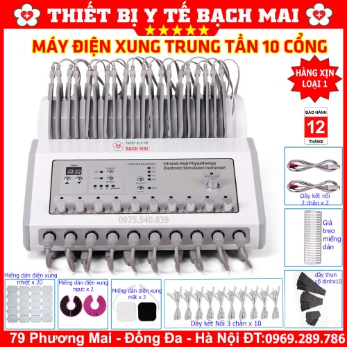 Máy Điện Xung 10 Đầu Ra - Màu Trắng Bạc Máy Điện Xung 10 Đầu Ra - Màu Trắng Bạc